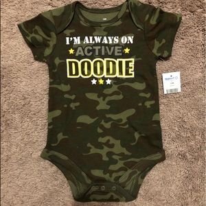 NWTS “I’m always on active doodie” baby onesie